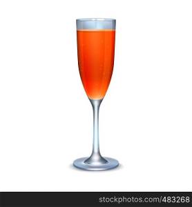 Glass of orange cocktail on a white background. Glass of orange cocktail