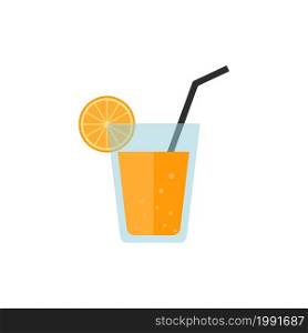 Glass of orange juice icon. Orange juice flat design. Vector illustration