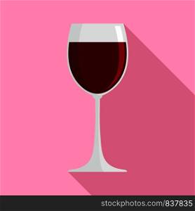 Glass of red wine icon. Flat illustration of glass of red wine vector icon for web design. Glass of red wine icon, flat style