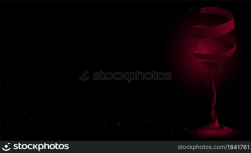 glass of red wine on a black background. Exquisite template for advertising, banner. Vector illustration