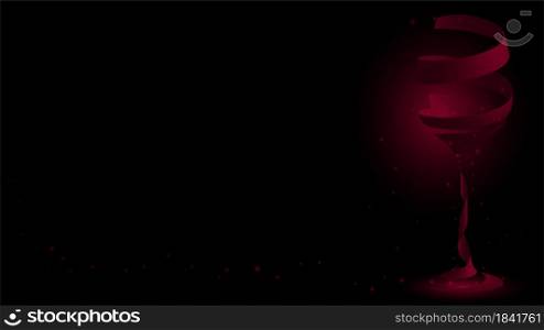 glass of red wine on a black background. Exquisite template for advertising, banner. Vector illustration