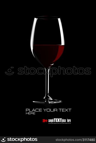 Glass of red wine. Vector illustration on white background