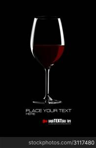 Glass of red wine. Vector illustration on white background