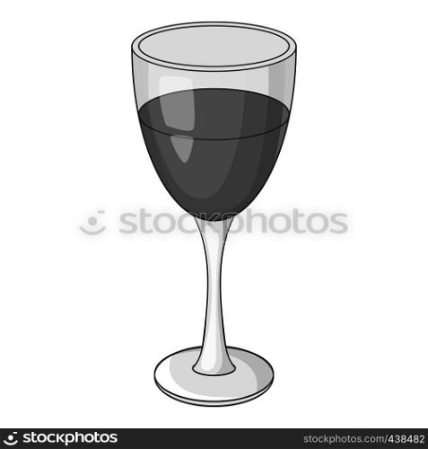 Glass of wine icon in monochrome style isolated on white background vector illustration. Glass of wine icon monochrome