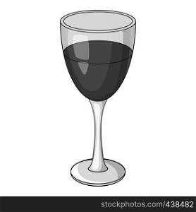 Glass of wine icon in monochrome style isolated on white background vector illustration. Glass of wine icon monochrome