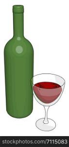 Glass of wine, illustration, vector on white background.