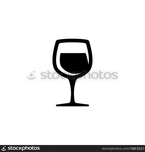 Glass of wine vector icon. Simple flat symbol on white background. Glass of wine vector icon - symbol or logo