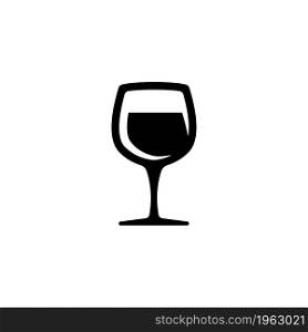 Glass of wine vector icon. Simple flat symbol on white background. Glass of wine vector icon - symbol or logo