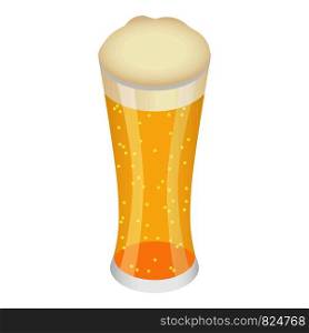 Glass of yellow beer icon. Isometric of glass of yellow beer vector icon for web design isolated on white background. Glass of yellow beer icon, isometric style