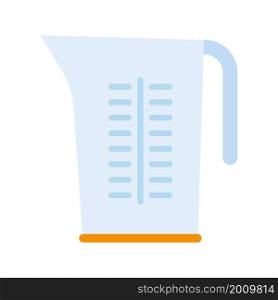 Glass or plastic empty measuring cup for prepare and mixing. Kitchen measuring beaker isolated on a white background. Vector illustration. Glass or plastic empty measuring cup for prepare and mixing.