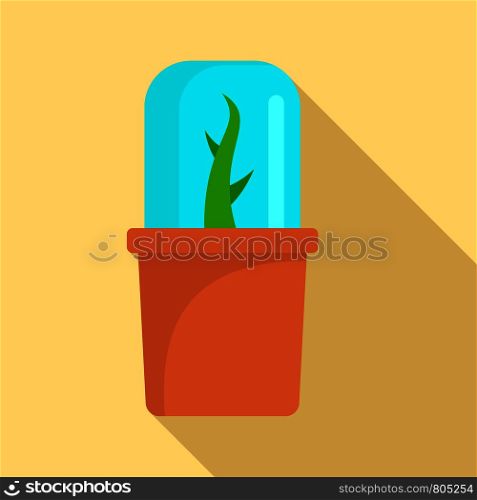 Glass plant pot icon. Flat illustration of glass plant pot vector icon for web design. Glass plant pot icon, flat style