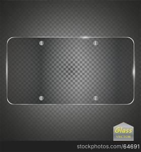 Glass plates set. Vector glass banners on transparent background.. Glass plates set. Vector glass banners on transparent background. Vector illustration