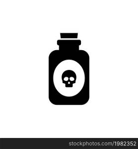 Glass Poison Bottle. Flat Vector Icon. Simple black symbol on white background. Glass Poison Bottle Flat Vector Icon