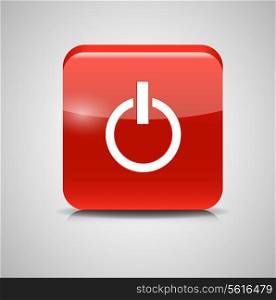 Glass Power Button Icon . Vector Illustration. EPS10