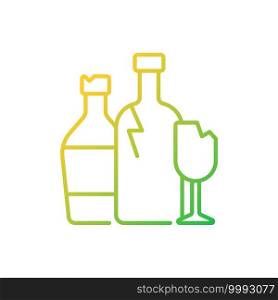 Glass recycling gradient linear vector icon. Waste glass processing into usable products. Soft drink bottles. Thin line color symbols. Modern style pictogram. Vector isolated outline drawing. Glass recycling gradient linear vector icon