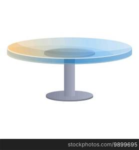 Glass round table icon. Cartoon of glass round table vector icon for web design isolated on white background. Glass round table icon, cartoon style