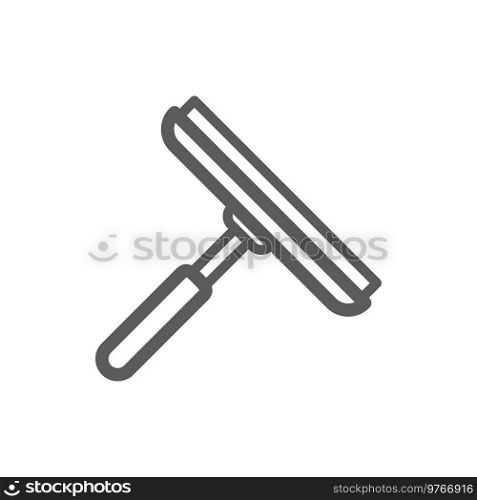 Glass scraper vector thin line icon. House window wash wiper, home cleaning utensil. Glass washing scraper icon, home window cleaning