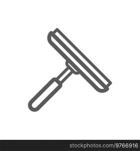 Glass scraper vector thin line icon. House window wash wiper, home cleaning utensil. Glass washing scraper icon, home window cleaning