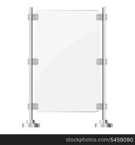 Glass screen with metal racks. eps10