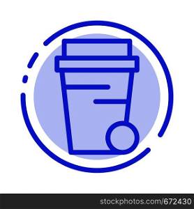 Glass, Soup, Cleaning Blue Dotted Line Line Icon