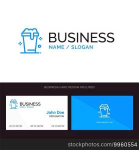 Glass, Soup, Wash, Cleaning Blue Business logo and Business Card Template. Front and Back Design