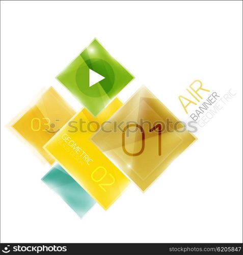 Glass square banner. Glass square banner. Modern geometric design with light effects
