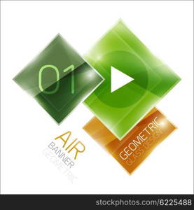 Glass square banner. Glass square banner. Modern geometric design with light effects