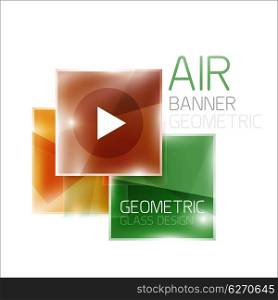 Glass square banner. Glass square banner. Modern geometric design with light effects