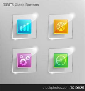 Glass square button For use in graphics such as web design, graphics, finance, banking, communications industry.