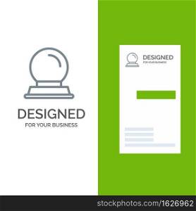 Glass Stand, Decoration, Magic Ball Grey Logo Design and Business Card Template