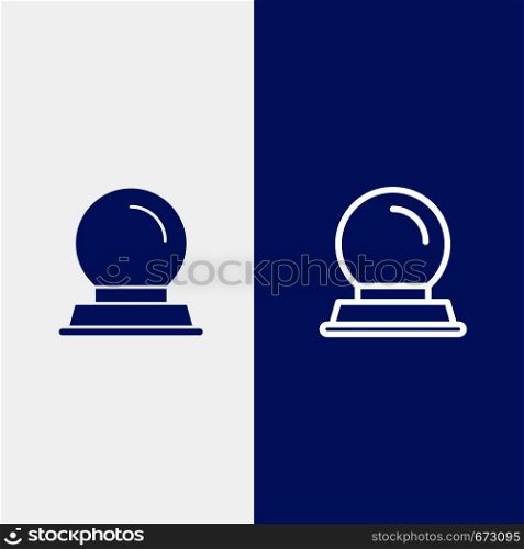 Glass Stand, Decoration, Magic Ball Line and Glyph Solid icon Blue banner Line and Glyph Solid icon Blue banner
