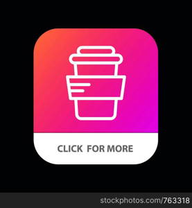 Glass, Study, Drink Mobile App Button. Android and IOS Line Version