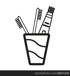 glass toothbrush paste icon. Medical dentist tool. Vector illustration. Stock image. eps 10.. glass toothbrush paste icon. Medical dentist tool. Vector illustration. Stock image. 