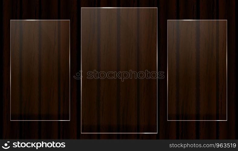 Glass Trophy Award on wooden background. Vector illustration.. Glass Trophy Award on wooden background. Vector illustration