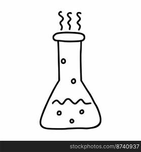 Glass tube for chemical experiments. Vector doodle illustration. Hand drawn icon. Experience