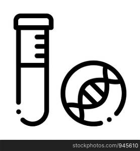 Glass Vial With Liquid Biomaterial Vector Icon Thin Line. Biology And Science Flasks, Bioengineering, Dna And Medicine Vaccine Biomaterial Concept Linear Pictogram. Monochrome Contour Illustration. Glass Vial With Liquid Biomaterial Vector Icon