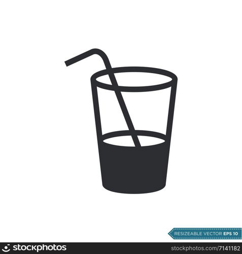 Glass Water Drink and Straw Icon Vector Illustration Design