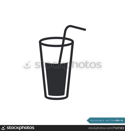 Glass Water Drink and Straw Icon Vector Illustration Design