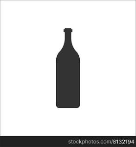 Glass wine bottle icon. Beverage illustration symbol. Sign alcohol vector.