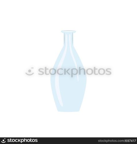 Glass wine empty bottle. tranparent icy-white decanter on white background. Flask for juice, wine, beer, spirits, oil, alcohol, beverages. For banner, print, poster label tag copy space. Glass wine empty bottle. tranparent icy-white decanter on white background. Flask for juice, wine, beer, spirits,