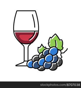 glass wine red grapes color icon vector. glass wine red grapes sign. isolated symbol illustration. glass wine red grapes color icon vector illustration