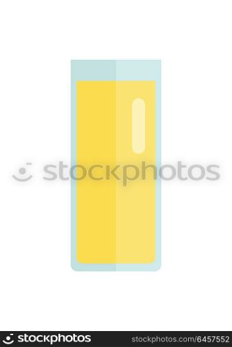 Glass with juice beverage vector in flat style design. Sweet summer drinks concept. Illustration for app icons, label, prints, logo, menu design, food infographics. Isolated on white background.. Glass with Juice Beverage Vector Illustration.