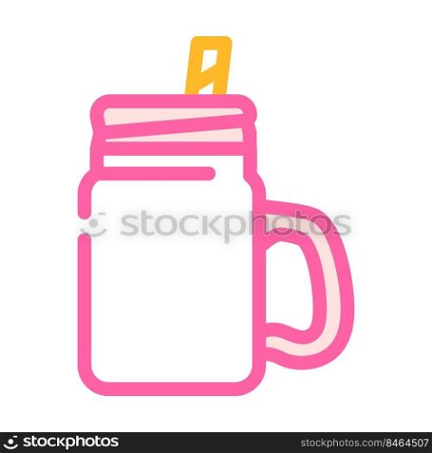 glass with straw and handle color icon vector. glass with straw and handle sign. isolated symbol illustration. glass with straw and handle color icon vector illustration