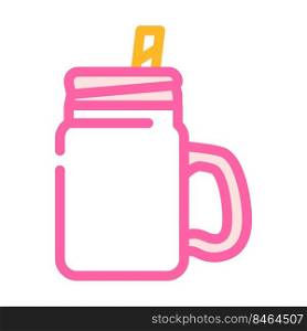 glass with straw and handle color icon vector. glass with straw and handle sign. isolated symbol illustration. glass with straw and handle color icon vector illustration