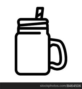 glass with straw and handle line icon vector. glass with straw and handle sign. isolated contour symbol black illustration. glass with straw and handle line icon vector illustration