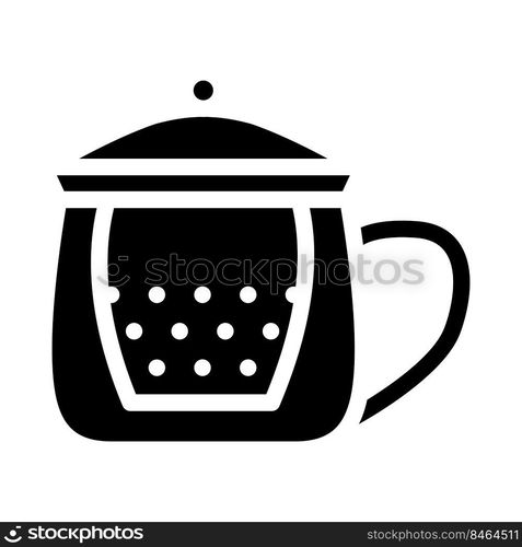 glass with teapot glyph icon vector. glass with teapot sign. isolated symbol illustration. glass with teapot glyph icon vector illustration