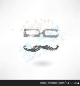glasses and mustache grunge icon