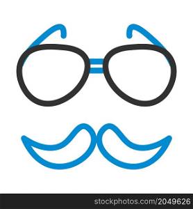 Glasses And Mustache Icon. Editable Bold Outline With Color Fill Design. Vector Illustration.