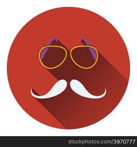 Glasses and mustache icon. Flat design. Vector illustration.