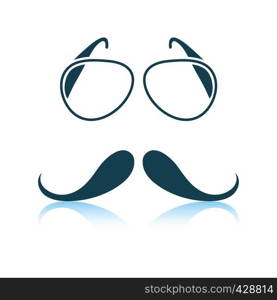 Glasses and mustache icon. Shadow reflection design. Vector illustration.